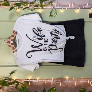 Women's Mady & Nell Wife of the Party Cropped White T-Shirt S